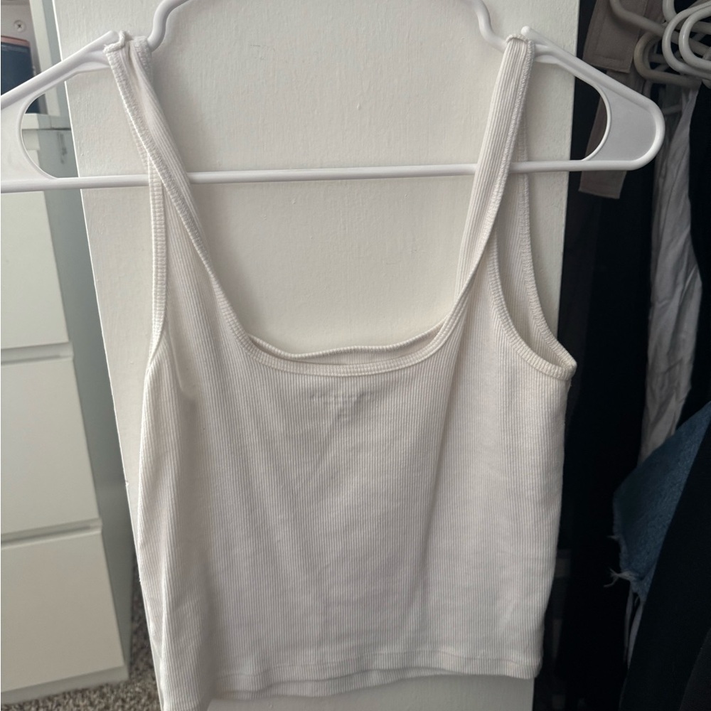 White Ribbed Tank Top - Picture 2 of 3